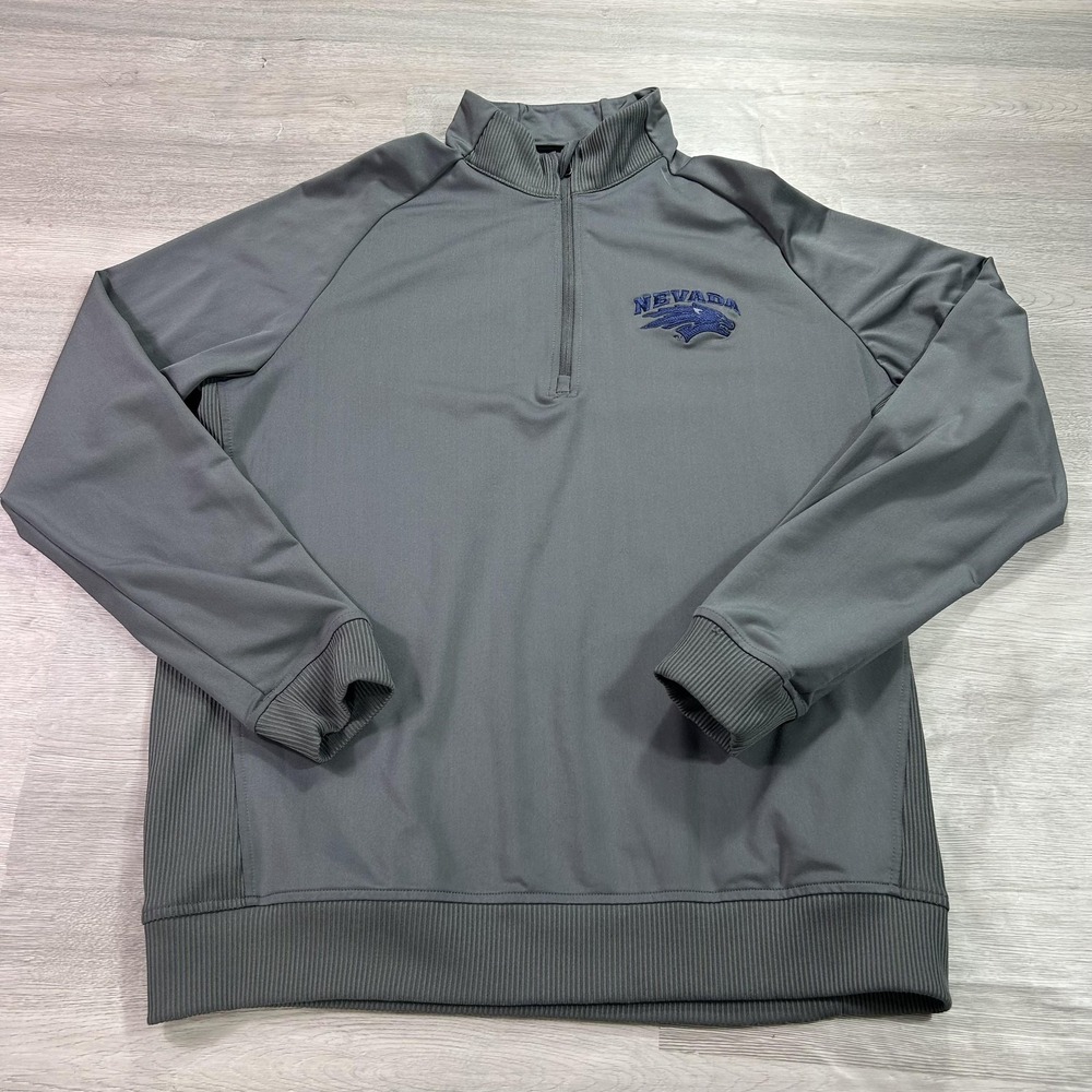 Nevada Wolf Pack Jacket Mens Medium Gray‎ NCAA Golf Adidas Quarter Zip Pullover